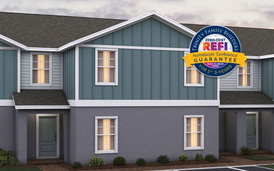 Representative exterior photo of a completed home built from the Claire by Trinity Family Builders in Pine Meadows Reserve, Eustis, FL (Image 4).