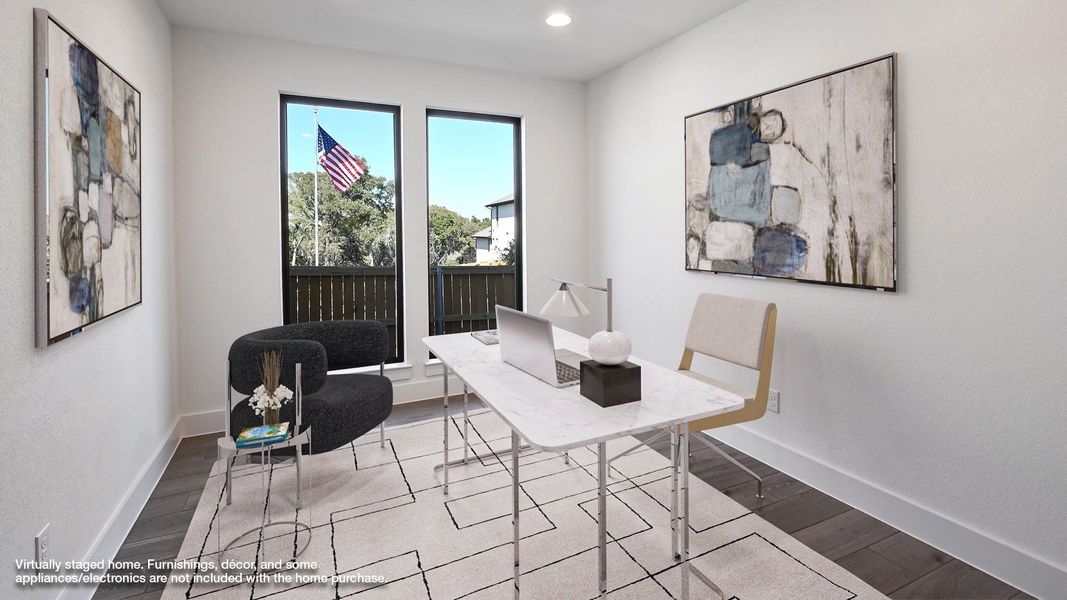 Furnished interior view inside a new home in 6 Creeks 60', Kyle (Image 8).