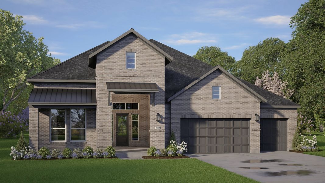 Representative exterior photo of a completed home built from the Scheffler 70′ Lot by Chesmar Homes in Riceland, Mont Belvieu, TX (Image 4). Representative exterior photo of a completed home built from the Scheffler 70′ Lot by Chesmar Homes in Riceland, Mont Belvieu, TX (Image 4).