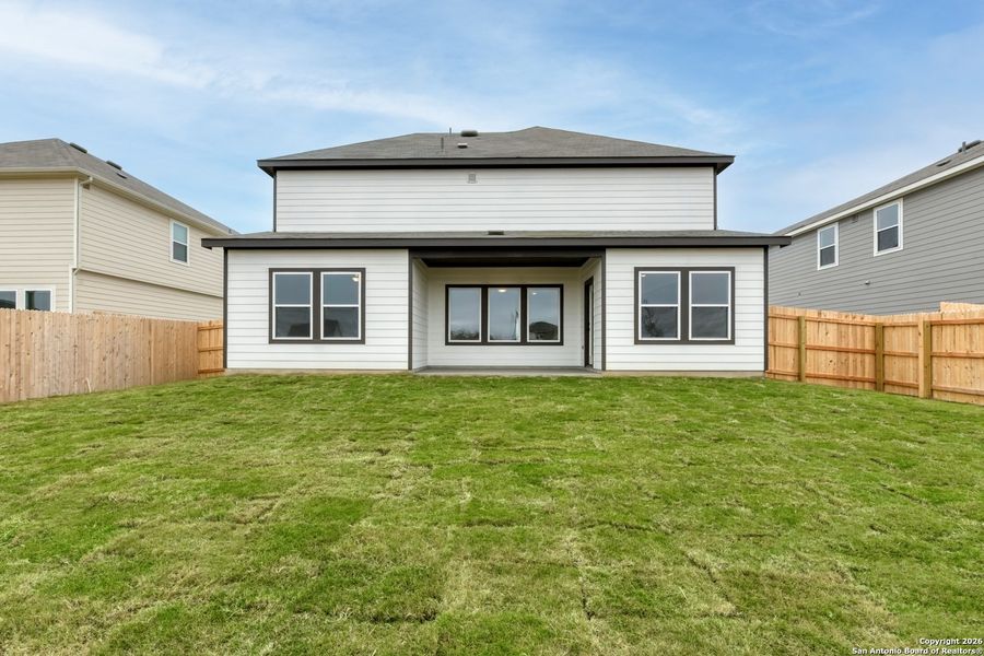 Exterior details and patio area of a home in The Heights at Saddlebrook Ranch 60's, Schertz (Image 4).