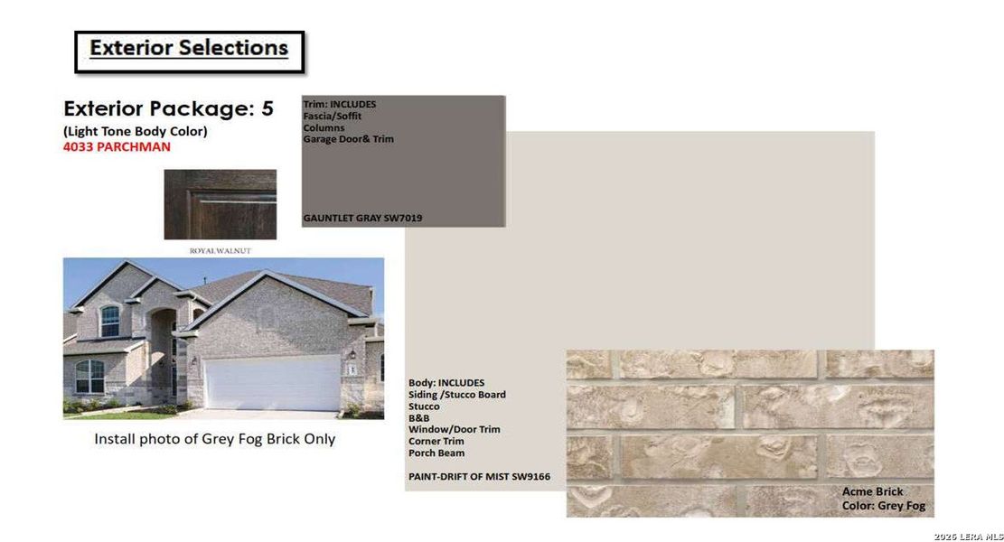 Sample of building materials used in homes in The Parklands, Schertz (Image 15).
