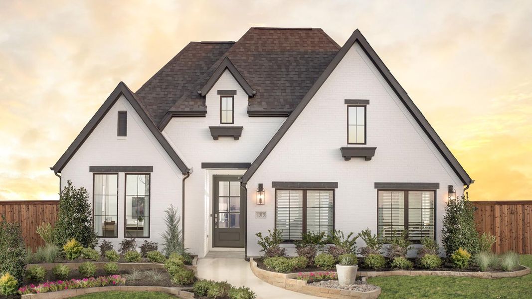 Front exterior of a new home in M3 Ranch, Mansfield, TX, highlighting curb appeal (Image 1). Front exterior of a new home in M3 Ranch, Mansfield, TX, highlighting curb appeal (Image 1).
