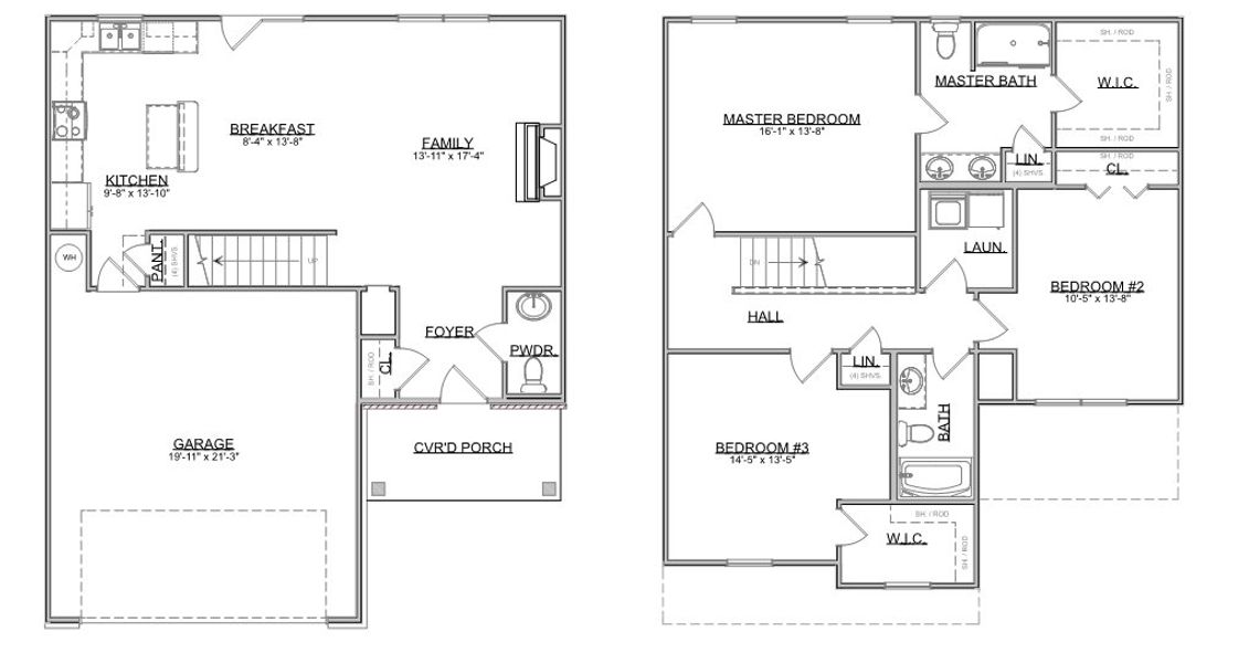2D floor plan layout for the The Hudson by Smithbilt Homes in Manor in The Foothills, Maryville, TN (Image 2).