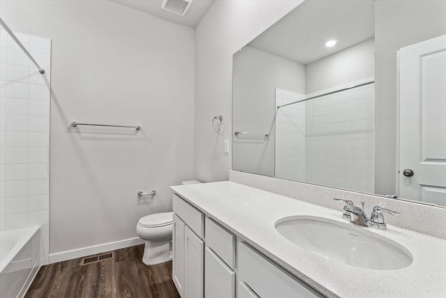 A bathroom with a sink and a toilet.