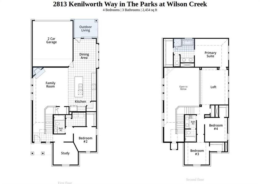 2D floor plan layout of this home in The Parks at Wilson Creek, Celina, TX (Image 4).