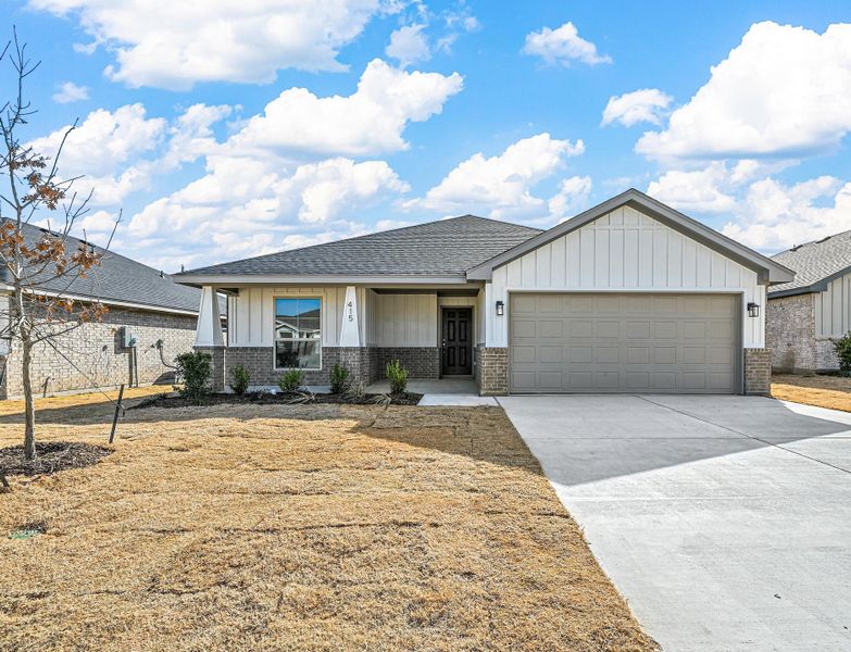 Representative exterior photo of a completed home built from the Cambria I by Cheldan Homes in Sunset Ridge, Keene, TX (Image 27). Representative exterior photo of a completed home built from the Cambria I by Cheldan Homes in Sunset Ridge, Keene, TX (Image 27).