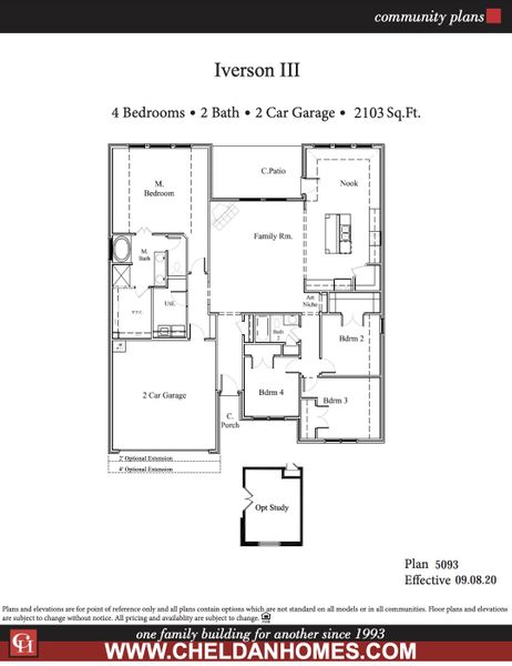 2D floor plan layout for the Iverson III by Cheldan Homes in Terra Vista, Springtown, TX (Image 3).