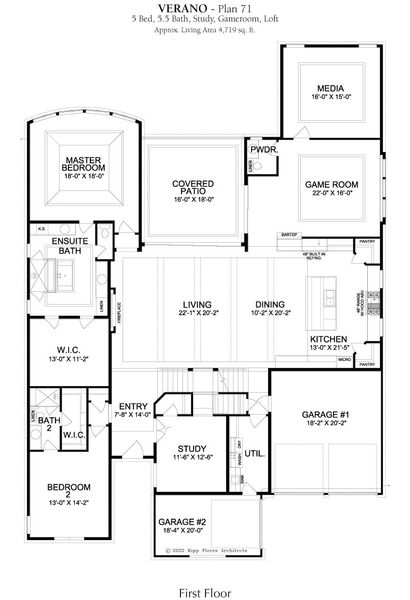 2D floor plan layout for the Verano by Landon Homes in Fields - Brookside North, Frisco, TX (Image 3). 2D floor plan layout for the Verano by Landon Homes in Fields - Brookside North, Frisco, TX (Image 3).