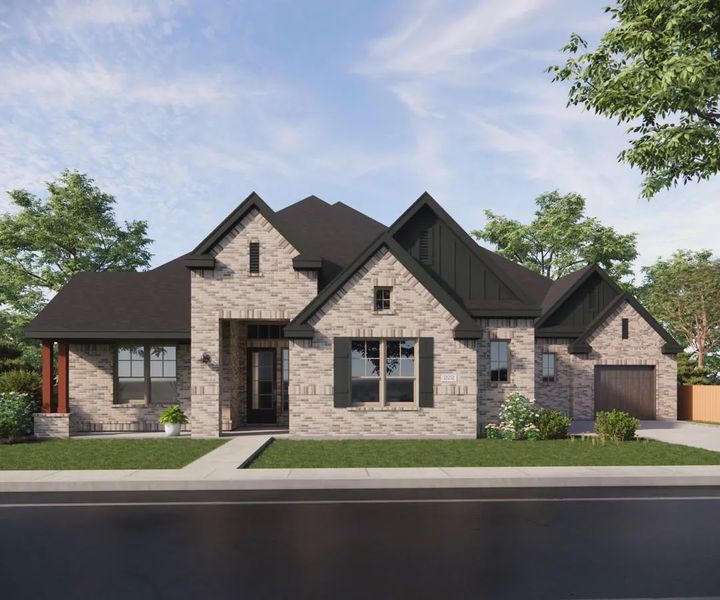 Representative exterior photo of a completed home built from the Tirana by Chesmar Homes in Lakeview Heights, Azle, TX (Image 3).