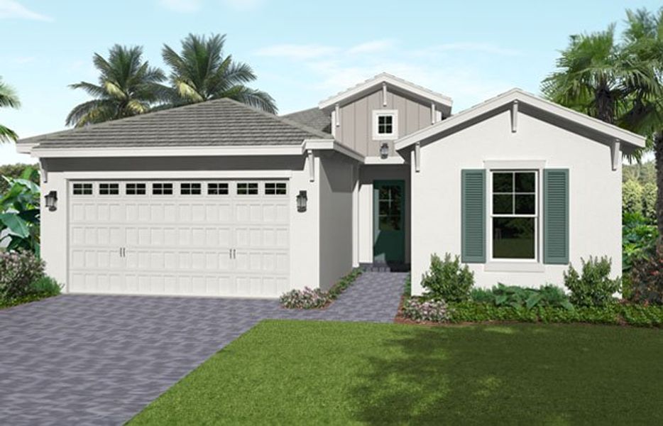 Representative exterior photo of a completed home built from the Aster by Minto Communities in Westlake, Loxahatchee, FL (Image 4).