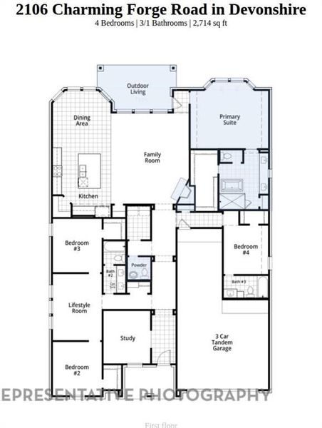 2D floor plan layout of this home in Devonshire, Forney, TX (Image 4).