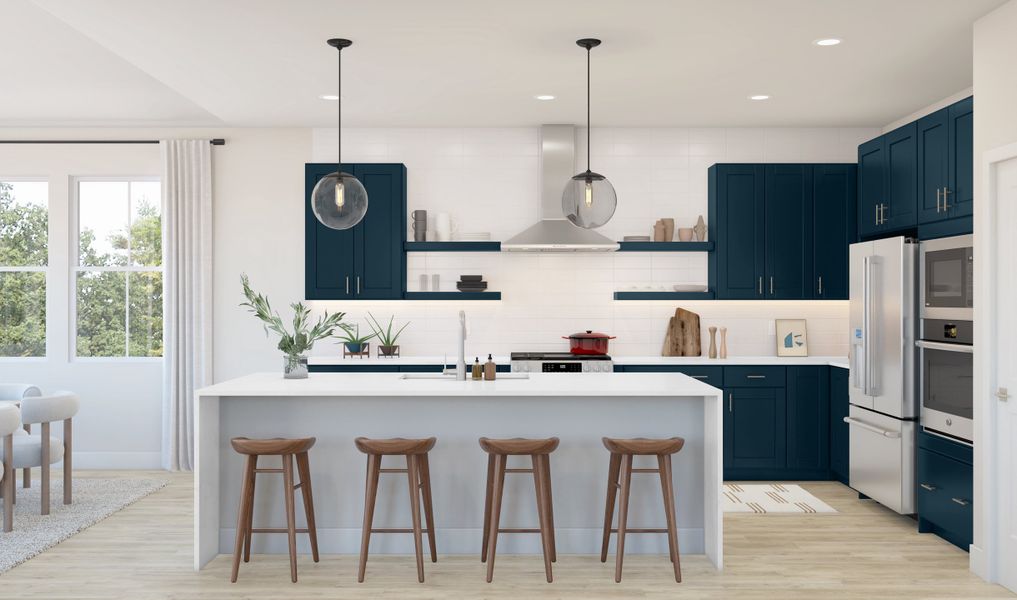 Kitchen featuring floating shelves Kitchen featuring floating shelves