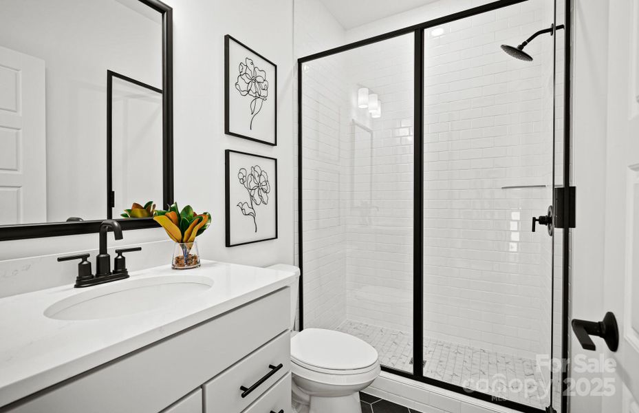 Ensuite Bath 3 with Full Tile Walk-In Shower.  Representative Photo