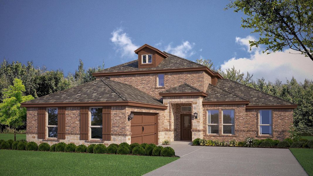 Representative exterior photo of a completed home built from the Brook Meadow by D.R. Horton in Eden Ranch, Arlington, TX (Image 4).