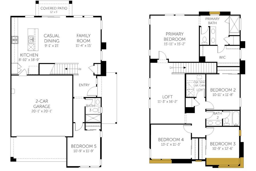 2D floor plan layout of this home in Canyon Pointe Village, Mesa, AZ (Image 3).