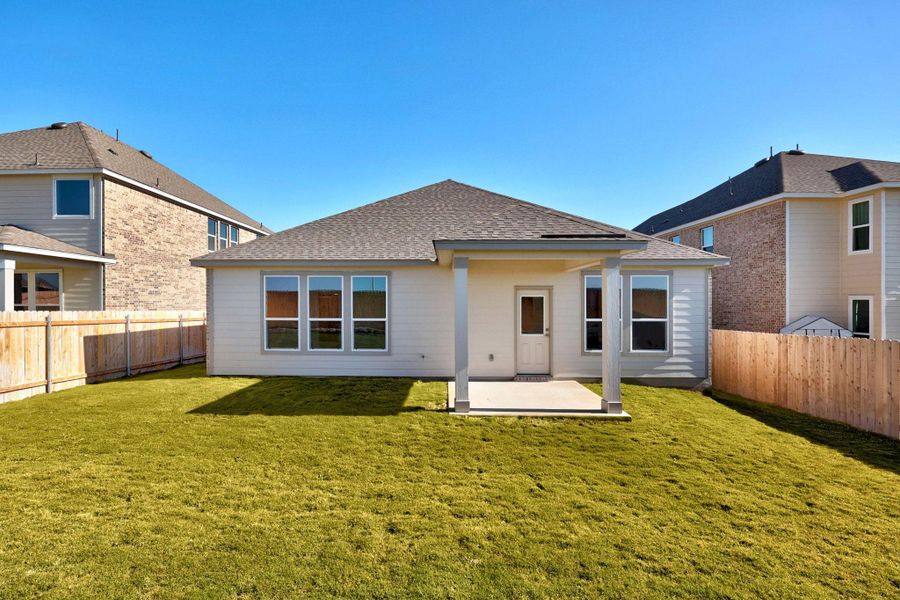 Exterior details and patio area of a home in Salerno - Classic Collection, Round Rock (Image 20). Exterior details and patio area of a home in Salerno - Classic Collection, Round Rock (Image 20).