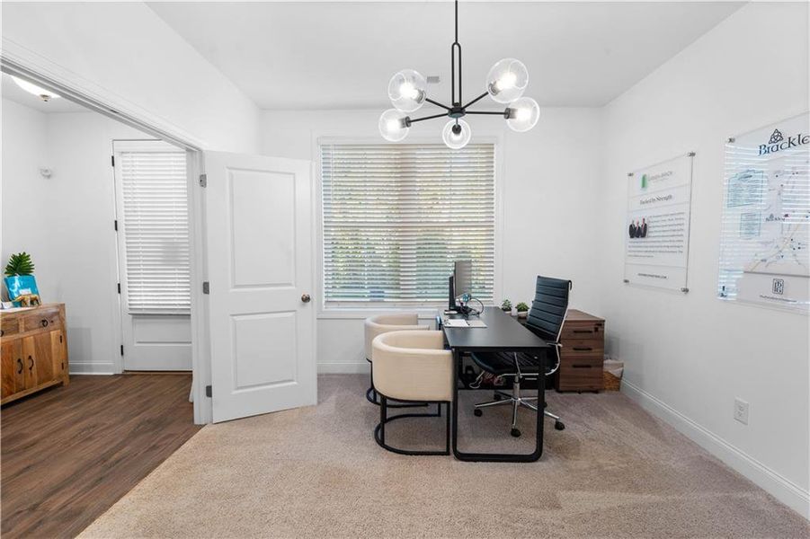 Furnished interior view inside a new home in Brackley Townhomes, Cumming (Image 17). Furnished interior view inside a new home in Brackley Townhomes, Cumming (Image 17).