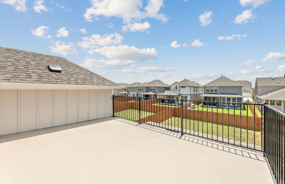 Exterior details and patio area of a home in Santa Rita Ranch, Liberty Hill (Image 18).