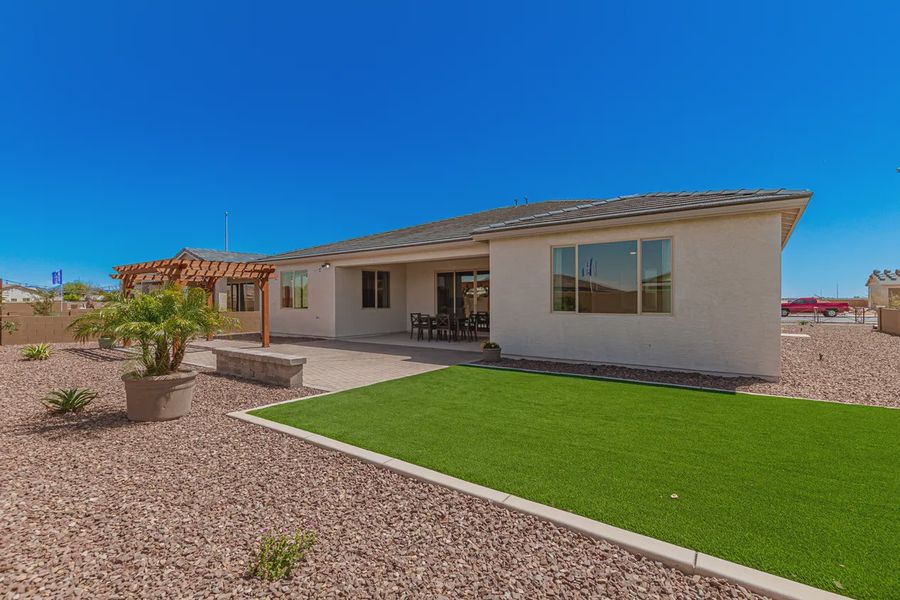 Representative exterior details of a home built from the 2257 by Elliott Homes in Acacia at Santana, Yuma (Image 4).