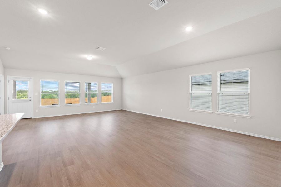 Look at all that sunlight! The entire back wall is made of windows, making the whole main living area feel bright and comfortable Look at all that sunlight! The entire back wall is made of windows, making the whole main living area feel bright and comfortable