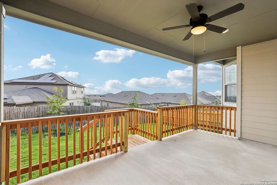 Exterior details and patio area of a home in Legendary Trails - Premier Series, Cibolo (Image 20).