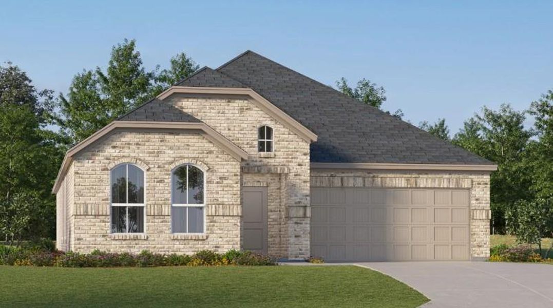 Front exterior of a new home in Canterra Creek, Rosharon, TX, highlighting curb appeal (Image 2).