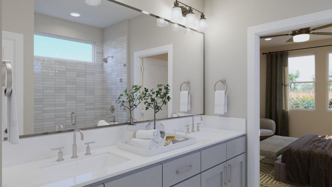 Primary Bathroom | Ella at Lariat in Liberty Hill, TX by Landsea Homes