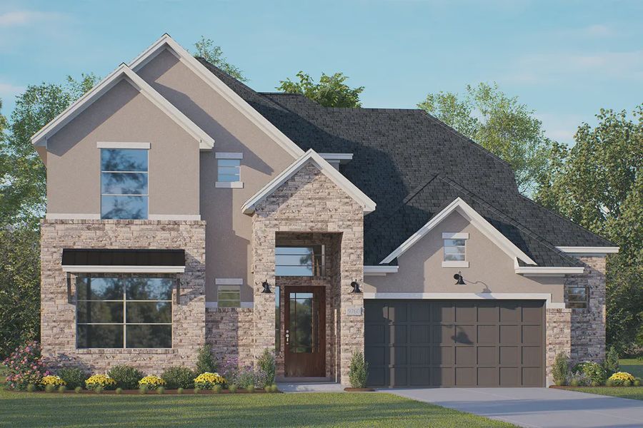 Representative exterior photo of a completed home built from the Rivercrest by Chesmar Homes in Elyson 60's, Katy, TX (Image 20).