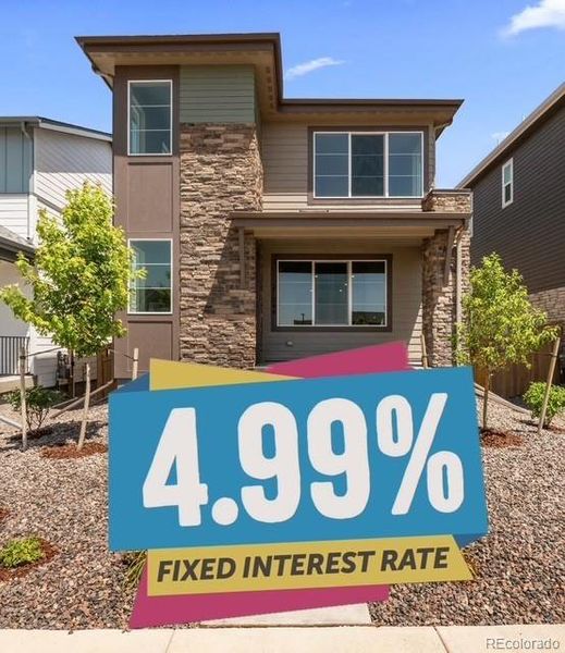 Front exterior of a new home in Painted Prairie, Aurora, CO, highlighting curb appeal (Image 25).