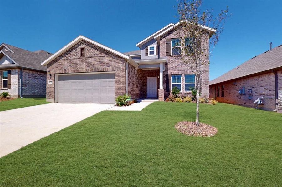 Front exterior of a new home in Sanderos, Fort Worth, TX, highlighting curb appeal (Image 21). Front exterior of a new home in Sanderos, Fort Worth, TX, highlighting curb appeal (Image 21).