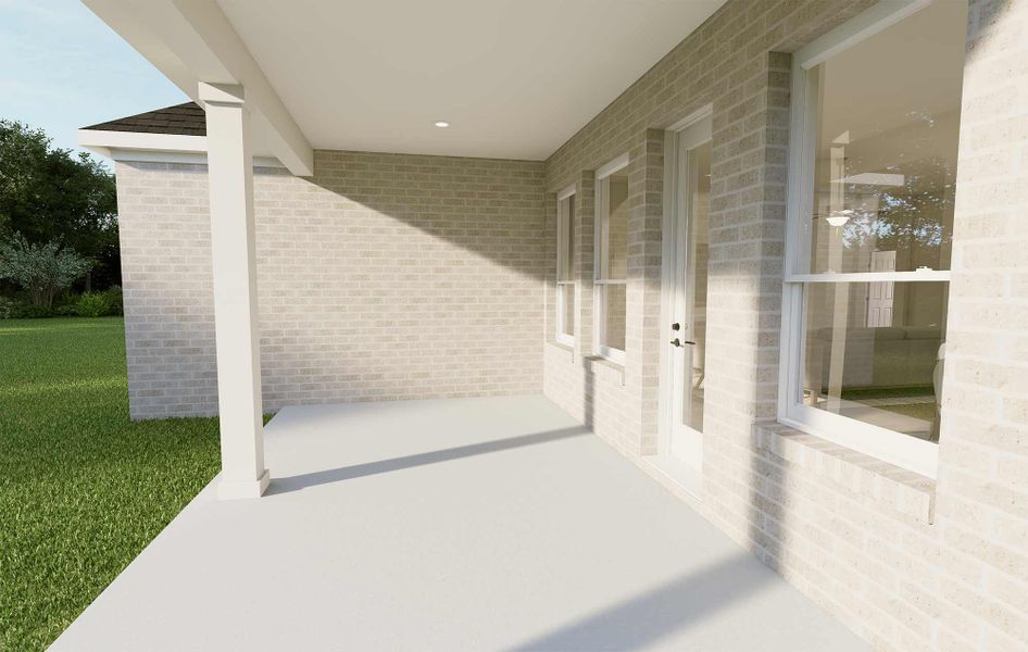 Representative exterior details of a home built from the The Pine by David Weekley Homes in Legacy, League City (Image 3).