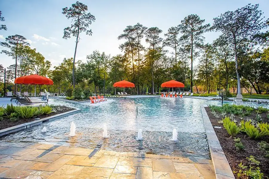 Front exterior of a new home in Grand Central Park – 50', Conroe, TX, highlighting curb appeal (Image 16).