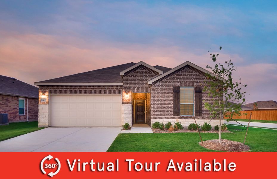 The Rayburn, a one-story home with 2-car garage, shown with Home Exterior Q