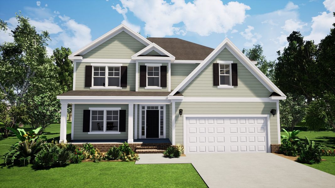 Representative exterior photo of a completed home built from the Smyrna by Designer Homes of Georgia in Austin Heights, North Augusta, SC (Image 1). Representative exterior photo of a completed home built from the Smyrna by Designer Homes of Georgia in Austin Heights, North Augusta, SC (Image 1).