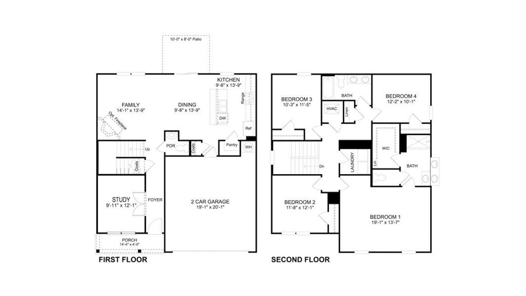 2D floor plan layout of this home in Mary's Pointe, Clinton, TN (Image 2).