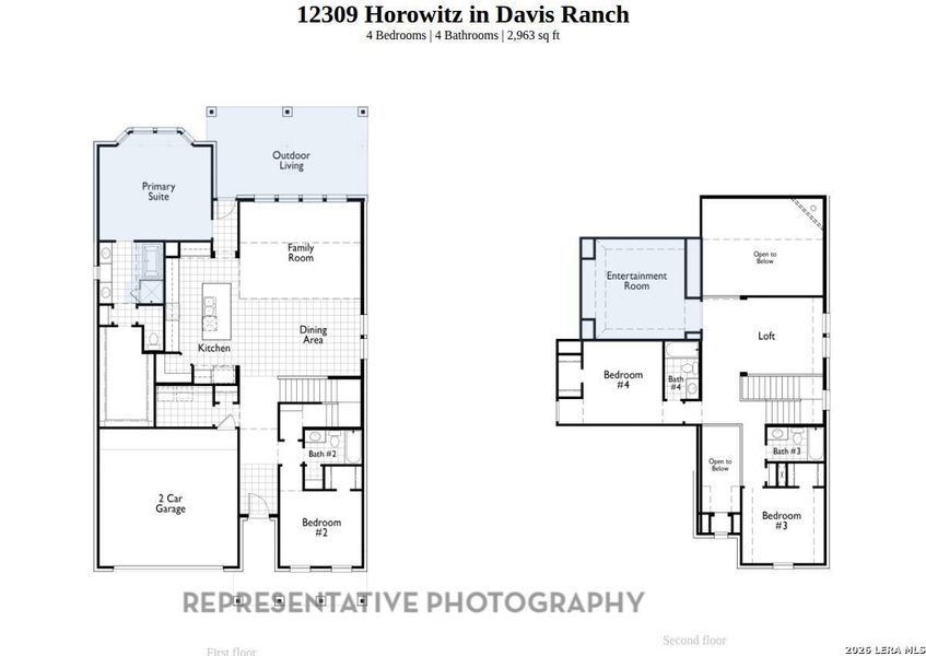 2D floor plan layout of this home in Davis Ranch, San Antonio, TX (Image 3).