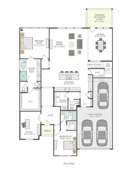2D floor plan layout for the Bryker by Tri Pointe Homes in Lariat, Liberty Hill, TX (Image 4).