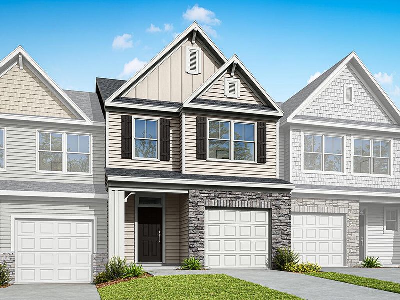 Front exterior of a new home in CraigStone, Woodruff, SC, highlighting curb appeal (Image 1). Front exterior of a new home in CraigStone, Woodruff, SC, highlighting curb appeal (Image 1).