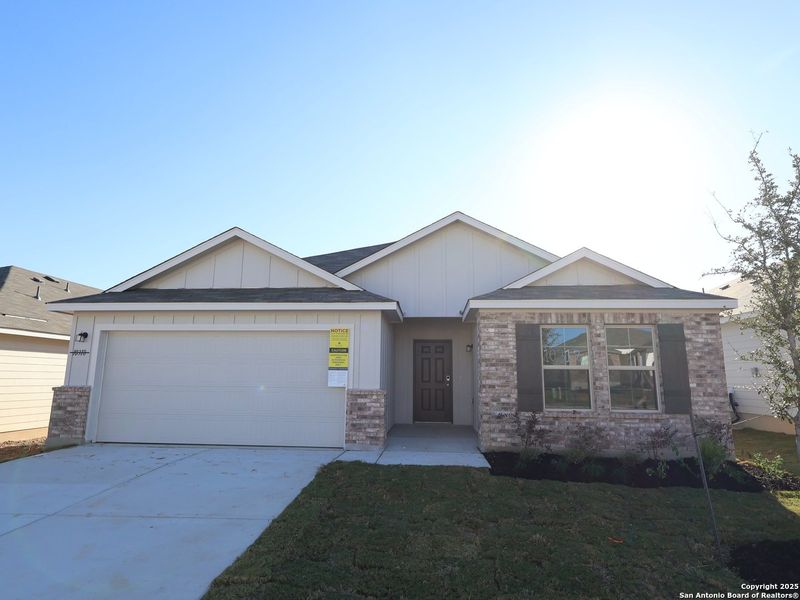 Front exterior of a new home in Paloma Park, Converse, TX, highlighting curb appeal (Image 22). Front exterior of a new home in Paloma Park, Converse, TX, highlighting curb appeal (Image 22).