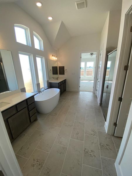 Primary Bath retreat with dual vanities & soaking tub Primary Bath retreat with dual vanities & soaking tub