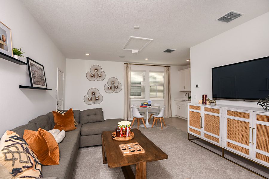 Furnished interior view inside a new home in Harvest at Ovation, Winter Garden (Image 27). Furnished interior view inside a new home in Harvest at Ovation, Winter Garden (Image 27).