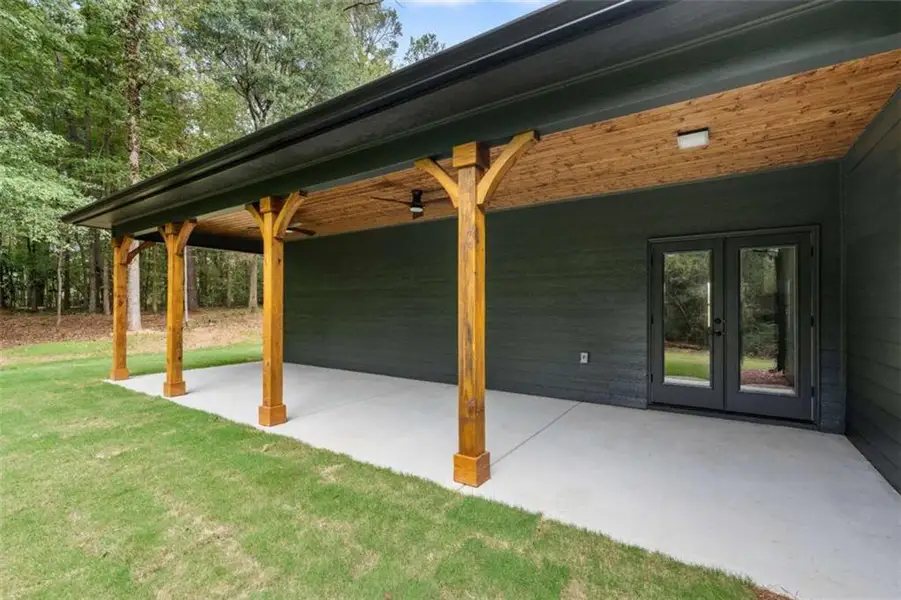 Exterior details and patio area of a home in , Bowdon (Image 25).