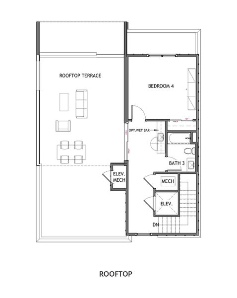 2D floor plan layout for the Emery Contemporary by Brock Built in The Gathering Alpharetta, Alpharetta, GA (Image 5).