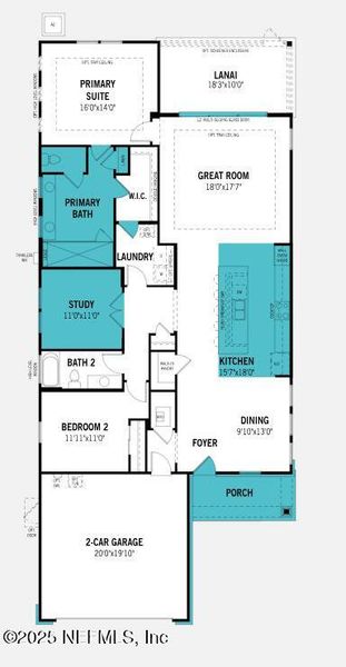 2D floor plan layout of this home in RiverTown - WaterSong, St. Johns, FL (Image 2).