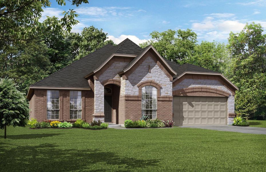 Front exterior of a new home in Mockingbird Hills - Signature Series, Joshua, TX, highlighting curb appeal (Image 1). Front exterior of a new home in Mockingbird Hills - Signature Series, Joshua, TX, highlighting curb appeal (Image 1).