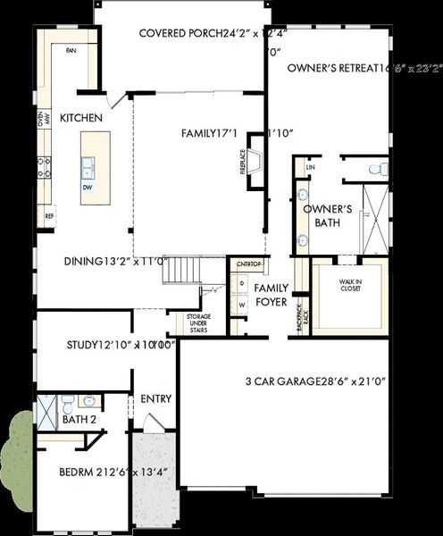 2D floor plan layout of this home in Goodland – Manor Series, Grand Prairie, TX (Image 2). 2D floor plan layout of this home in Goodland – Manor Series, Grand Prairie, TX (Image 2).