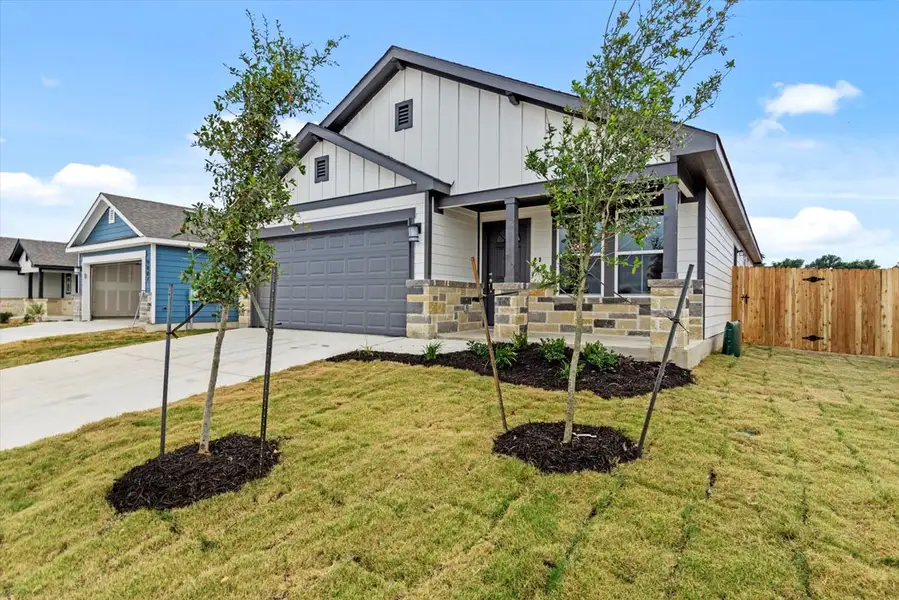 Representative exterior photo of a completed home built from the Robin 34 NS by Saratoga Homes in Yowell Ranch, Killeen, TX (Image 2). Representative exterior photo of a completed home built from the Robin 34 NS by Saratoga Homes in Yowell Ranch, Killeen, TX (Image 2).