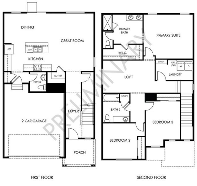 2D floor plan layout of this home in Lorson Ranch: The Trail Collection, Colorado Springs, CO (Image 3).