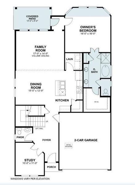 2D floor plan layout of this home in Cascades at Onion Creek, Austin, TX (Image 4). 2D floor plan layout of this home in Cascades at Onion Creek, Austin, TX (Image 4).