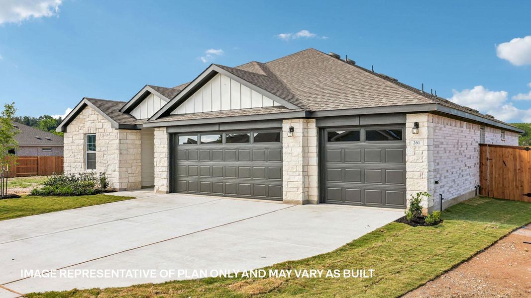Front exterior of a new home in Riverview, Georgetown, TX, highlighting curb appeal (Image 15).